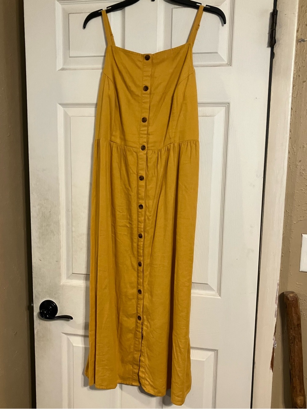 Old Navy Button Front Smocked Back Boho Sundress Mustard Yellow Size L - Picture 2 of 6